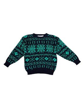 Vintage 1990s The Import Workshop Black Green Acrylic Sweater